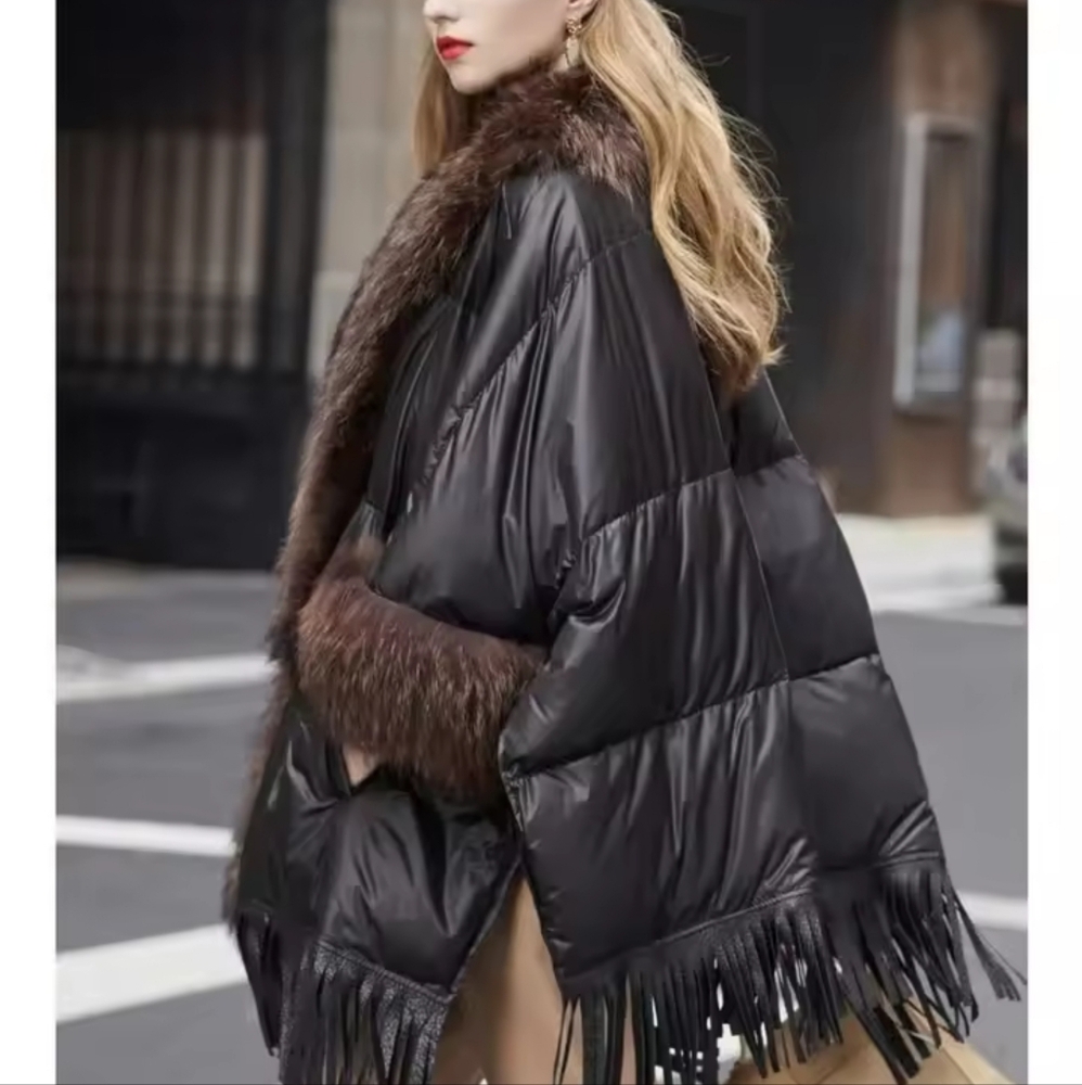 Goose Down Down Coat Trend Fashion American Women Winter Jacket Real Rac… - Picture 7 of 7